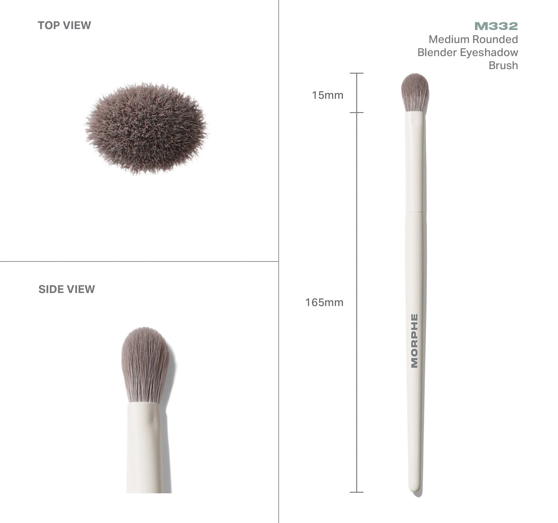 M332 Medium Rounded Blender Eyeshadow Brush - Image 4